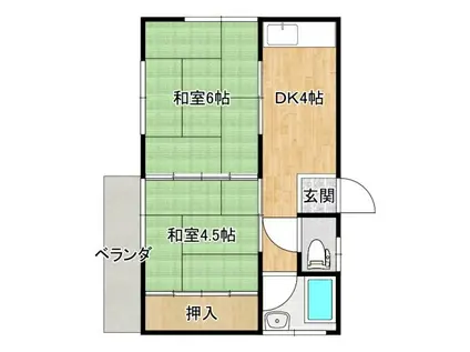 野田アパート(2DK/2階)の間取り写真