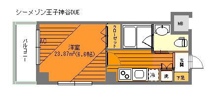 シーメゾン王子神谷DUE(1K/2階)の間取り写真