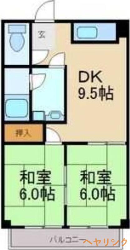 メゾン笹山(2DK/3階)の間取り写真