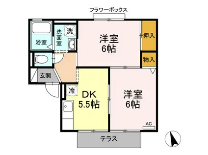 グレースハイム(2DK/1階)の間取り写真