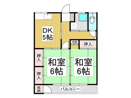 花仙荘(2DK/1階)の間取り写真