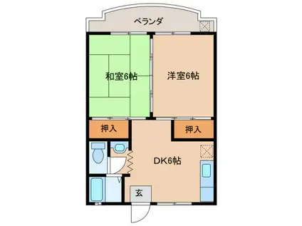 メゾンド尾上(2DK/1階)の間取り写真