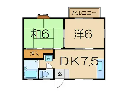 ハピネスIII(2DK/2階)の間取り写真