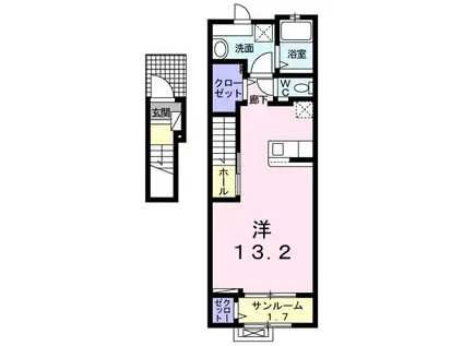 カーサ・グラシオIII(ワンルーム/2階)の間取り写真