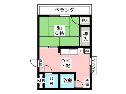 ウイングルートII(1DK/4階)の間取り写真