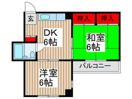 ジュネパレス新松戸第7(2DK/5階)の間取り写真