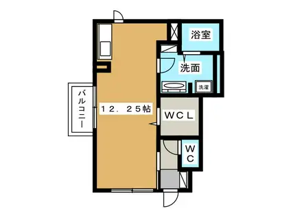 カスケード草薙(ワンルーム/1階)の間取り写真