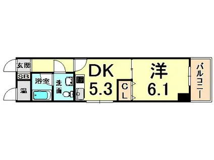 ウィンディ尼崎(1DK/5階)の間取り写真