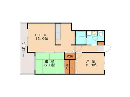 LIVE筑紫野(2LDK/3階)の間取り写真