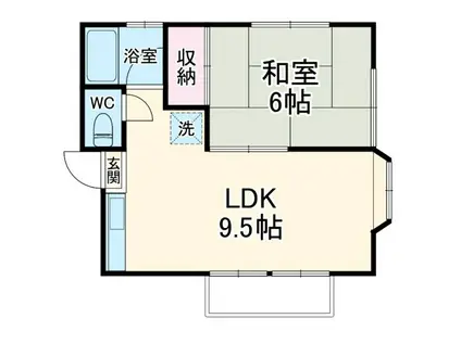 サンテラスII(1LDK/2階)の間取り写真