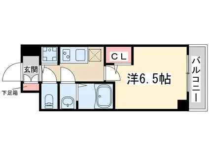 エスレジデンス江坂(1K/13階)の間取り写真