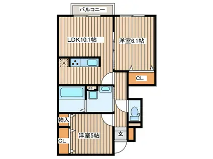 KM 利府町沢乙東工事(2LDK/1階)の間取り写真