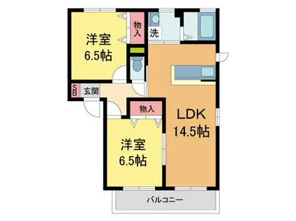 ランジェ御殿山(2LDK/1階)の間取り写真