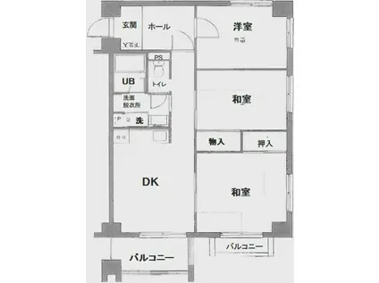 オリエンタルマンション藤が丘(3DK/3階)の間取り写真