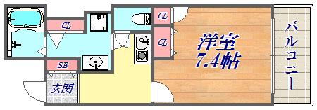 アスヴェル神戸元町(1K/2階)の間取り写真