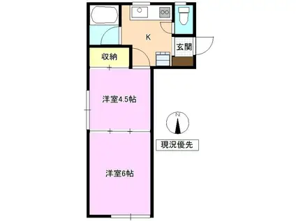 コーポ天竺(2K/1階)の間取り写真