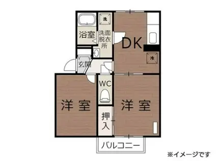 セジュールトータス(2DK/1階)の間取り写真