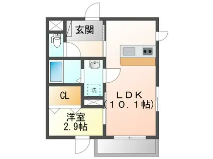 ガーデンアークB(1LDK/2階)の間取り写真