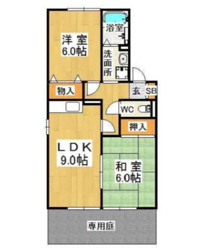 グランドール谷田川(2LDK/1階)の間取り写真
