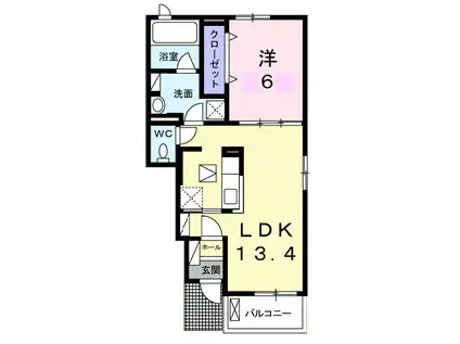 レガート春日II(1LDK/1階)の間取り写真