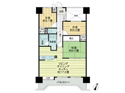ダイアパレス長崎ステーションプラザ(3LDK/12階)の間取り写真