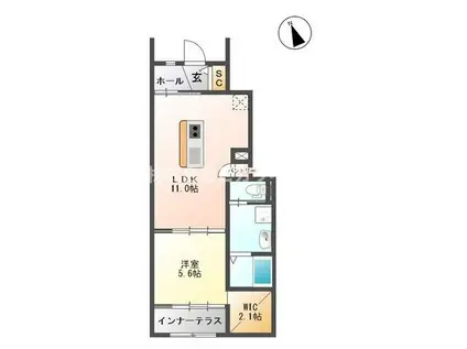 リバーテラスK(1LDK/1階)の間取り写真