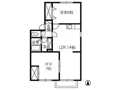 カーサ・ティエラIII(2LDK/2階)の間取り写真