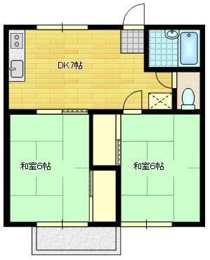 コーポ高北(2DK/2階)の間取り写真