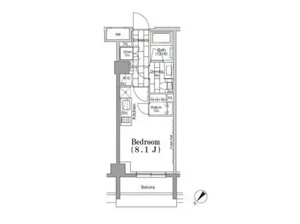 ワンルーフフラット月島(ワンルーム/2階)の間取り写真