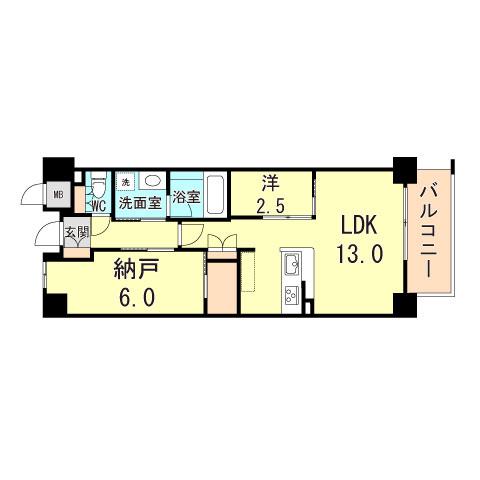 LIVECASA西宮(1SLDK/6階)の間取り写真
