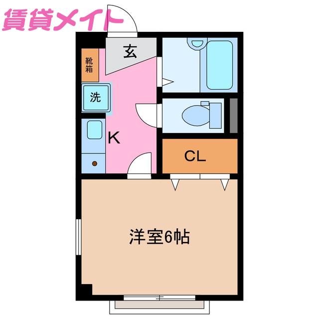 フジフラワーコーポ(1K/2階)の間取り写真