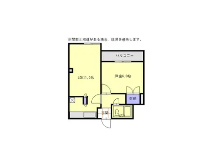 ヴィラN1(1LDK/2階)の間取り写真