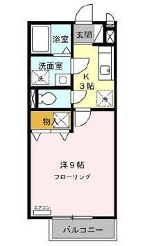 サンクレールC(1K/1階)の間取り写真
