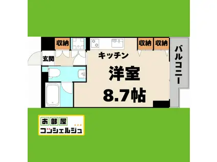 グランルージュ栄II(ワンルーム/2階)の間取り写真