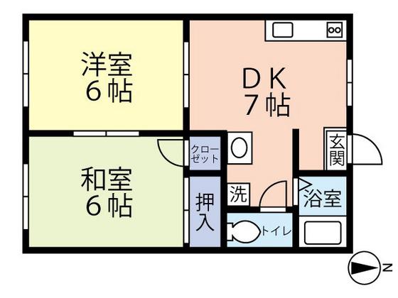 グリーンハウス(2DK/1階)の間取り写真