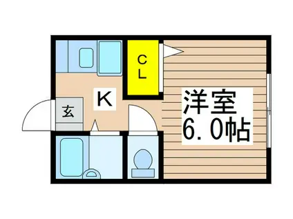 ミネオハイム(1K/1階)の間取り写真