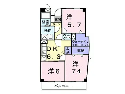 クリスタルガーデンII(3DK/3階)の間取り写真
