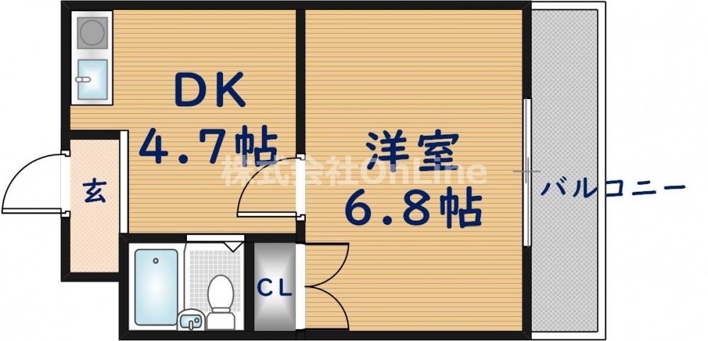 セジュール八戸ノ里(1DK/1階)の間取り写真