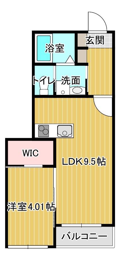BRAVE BASE長府侍町(1LDK/1階)の間取り写真