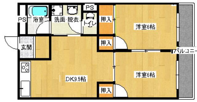 サン・オーレ東福山(2DK/4階)の間取り写真