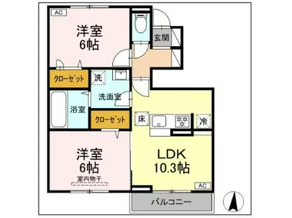 アルセフィナ(2LDK/1階)の間取り写真