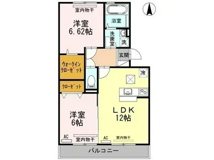 メルベーユA棟(2LDK/3階)の間取り写真