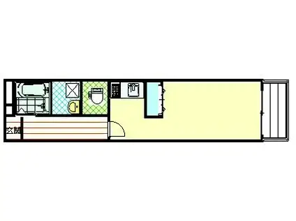 ブリス港町(1K/2階)の間取り写真