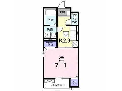 コスモパーク(1K/1階)の間取り写真