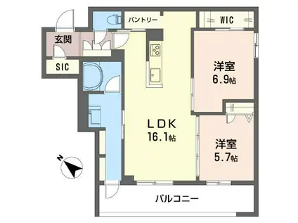 クアドリフォリオ浦和美園(2LDK/3階)の間取り写真