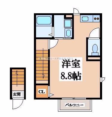 アムールBRILLER(ワンルーム/2階)の間取り写真