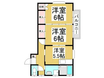 コーポなかじま(2DK/1階)の間取り写真