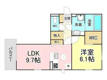ソレールヴィラII D棟(1LDK/1階)の間取り写真