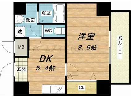 ES-GRANDE大阪同心(1DK/5階)の間取り写真