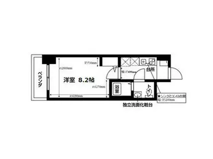 ヴェッセル幅下(1K/8階)の間取り写真